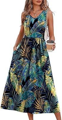 Summer Dresses for Women 2026 Boho Flowy Holiday Hawaiian Womens Dresses Long Maxi Dress Floral Sund...