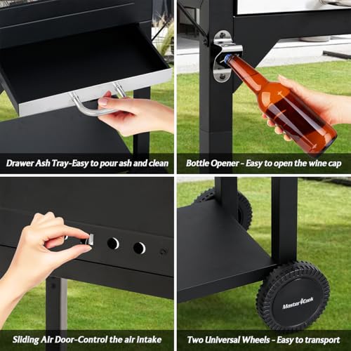 Master Cook 24025 Charcoal Grill With Two Side Tables thumb #3