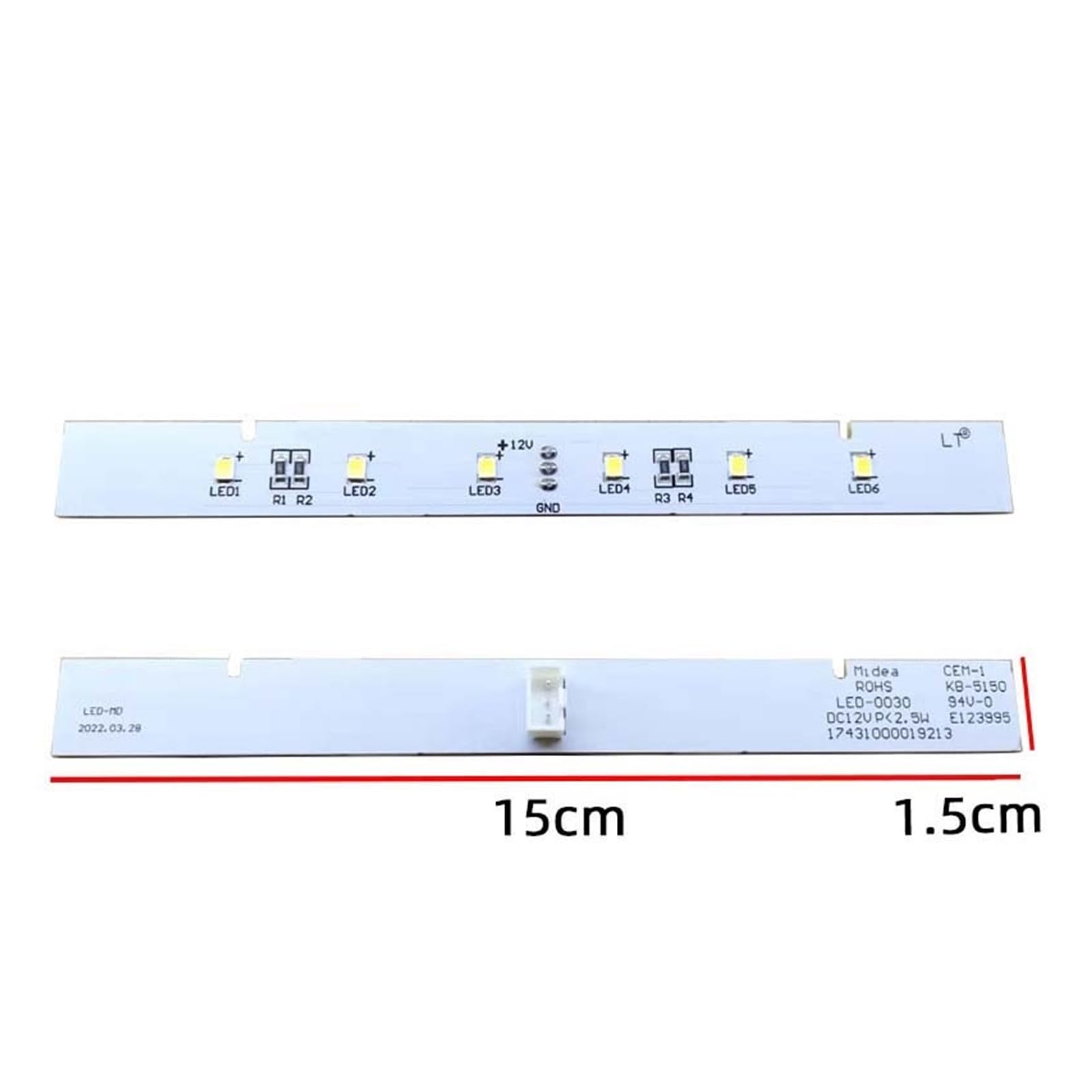 Wymienne oświetlenie LED do lodówki, Taśma LED do lodówki 12V biała E123995 GMFL-19213 15x1,5cm