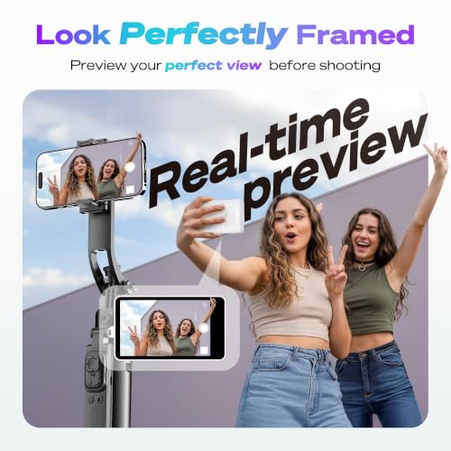Image of SYNCO Wireless Selfie Monitor Screen for iPhone 7-16 Series(White) | Magnetic Back Camera Selfie Monitor, Secure Private P2P Network, Vlog 4K /1080p, 164FT Long Range for TikTop, Youtube, Makeup