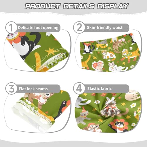 Girls Basic Leggings Baby Girls Pants Cats Funny Soft Footless Stretchy Tights Pants 4-10Y3