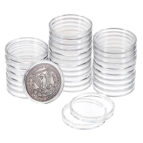 SUMNACON 30 Packs Clear Acrylic Coin Holder Capsules