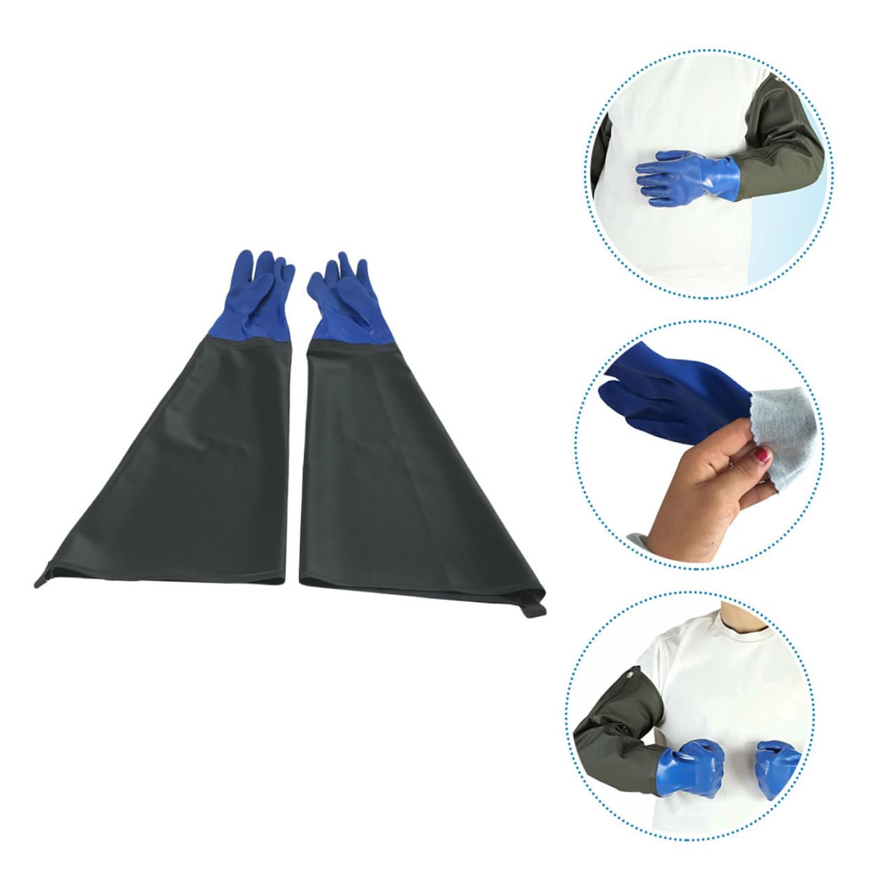 Toddmomy Guantes de Goma Industriales de Pvc Resistentes al Ácido Aceite, Alta Protección y Resistencia Antideslizante Industria del Aceite