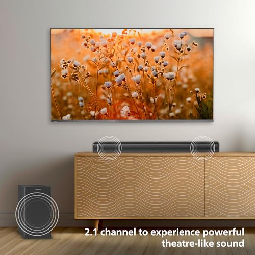 Image of Philips TAB4329 Soundbar: 2.1 CH 100W Wired Subwoofer, Deep Bass Effect - Bluetooth, HDMI ARC & Multiple Connectivity