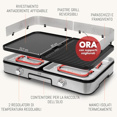LEBENLANG Griglia Elettrica XXL 2400W - Incl. Pinze Per Barbecue & Paraspruzzi I Per Uso Interno & Esterno I Bistecchiera Barbecue Grill Elettrico Piastra Per Grigliare Senza Fumo BBQ Da Balcone - immagine 4
