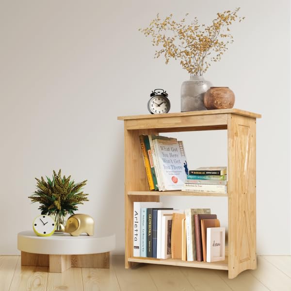 Image of Rustic Bedside Table with Storage Shelf, Wood End Table for Bedroom & Living Room, Narrow Farmhouse Side Table, Modern Nightstand for Bedroom, Living Room and Office (Natural)
