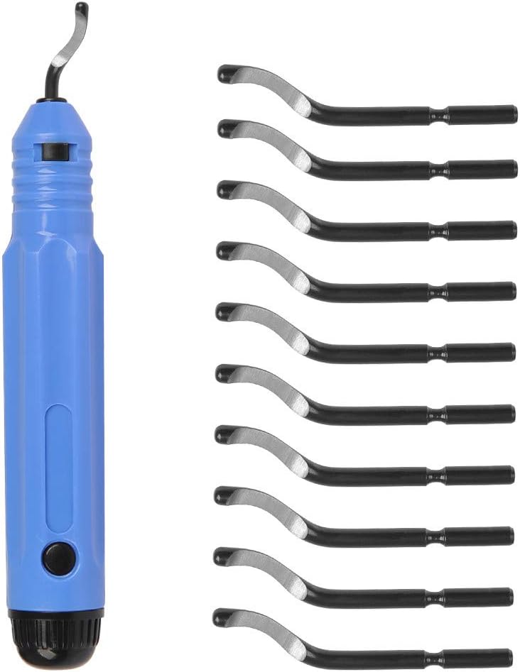 Angelkiss Hand Deburring Tool with 10 Deburring Blades, Deburring Tool Kit Metal Aluminum Plastic Copper Tube Wood Deburring Tool