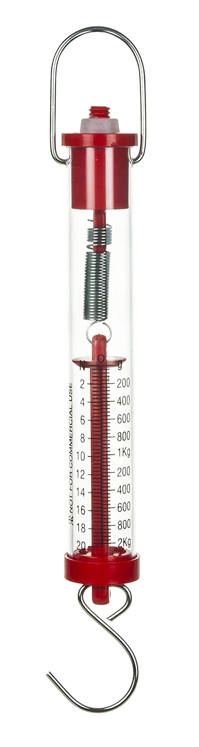 GEMKO LABWELL Newton Force Meter Spring Balance Dynamometer, Dual Scale 20N/2Kg Capacity, Transparent Tube with Top Hanging Loop and Bottom Hook, Multi (100g)-image-35