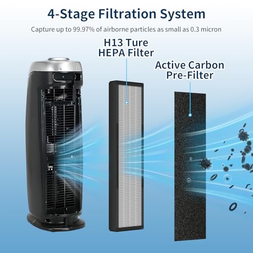 Image of 2 Pack HEPA Smoke Clear Filter Fit for GermGuardian Air Puri-fier AC4825 AC4300 AC4800 AC4900 AC4850, AC4825E Replacement Filter Fit for Germ Guardian Air Puri-fier