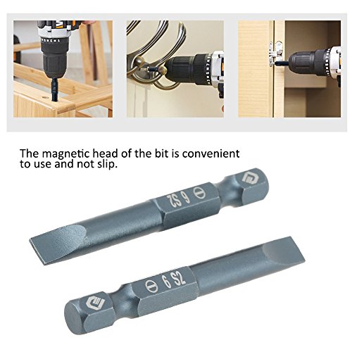 10Pcs 50Mm Slotted Screwdriver Bits Set Magnetic Flat Head 1/4 Inch Hex Shank,S2 Alloy Steel H6.3 * 50*Sl6Mm #TOP3