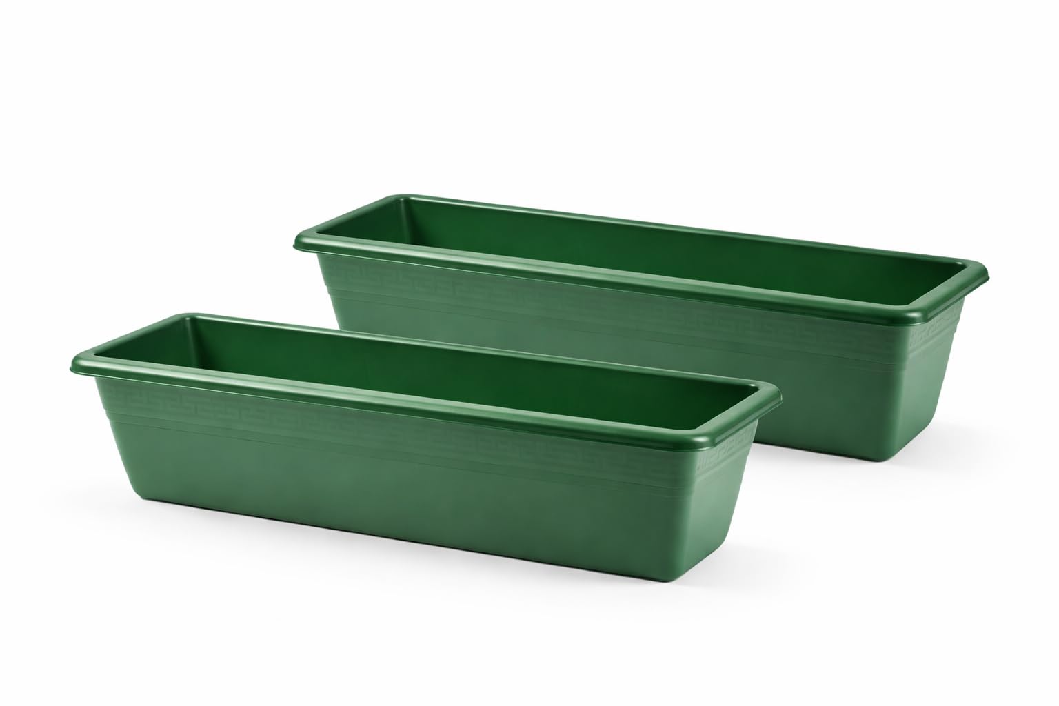 Muddy Hands Green Pack Of 2 - Garden Trough Planters Rectangular Window Box Flower Herb Vegetable Plant Pots Outdoor Balcony Patio Planters (, 50Cm)