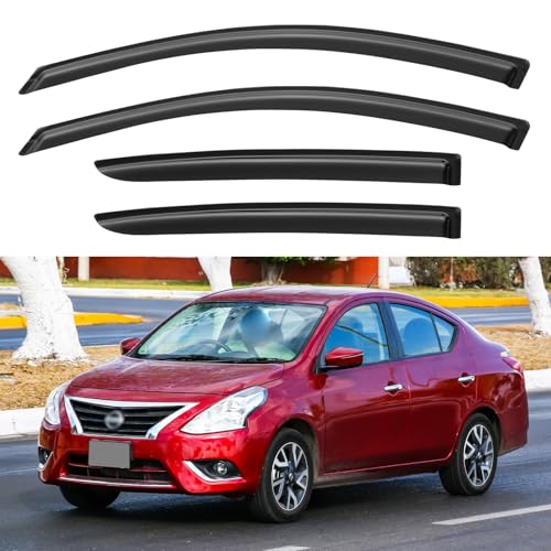 Image of Window Visors Rain Guards Shield for 2012-2019 Nissan Versa Sedan, Out-Channel Window Vent Wind Deflectors Visors Shades for 12-19 Nissan Versa