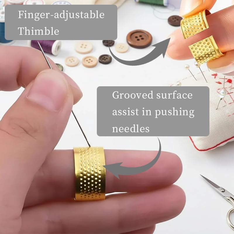 37 PCS Big Eye Steel Sewing Needles Kit, Stainless Steel Needles for Hand Sewing Kit with Thread Ripper, Needle Threaders, Threads, and Thimbles(37pcs/1Set) - Image 7