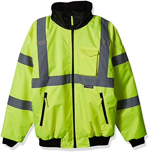 Majestic Glove 75-1300 PU Coated Polyester High Visibility Bomber Jacket with Fix Quilted Liner, Medium, Yellow - Thumbnail 3