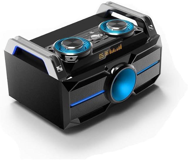 Ibiza - SPLBOX100 - Przenośny system dźwiękowy 100W all-in-1 z diodami LED na głośnikach - Bluetooth, USB, SD, FM i LINE-IN - Czarny