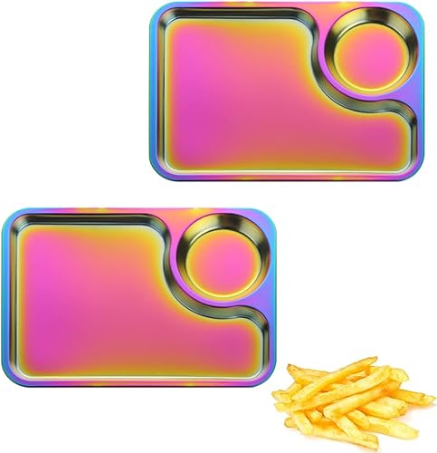 QOBIOOM - Plato de pollo frito de acero inoxidable, plato de albĂłndigas, platos de sushi, plato de fideo, plato de hamburguesa, plato de salsa de QOBIOOM - Plato de pollo frito de acero inoxidable, plato de albĂłndigas, platos de sushi, plato de fideo, plato de hamburguesa, plato de salsa de