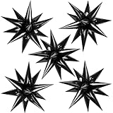 60 Pcs Black Star Balloons Explosion 12 Point Foil Cone Balloons Magic Balloon Large for Wedding Anniversary Backdrop Birthday Party Decorations