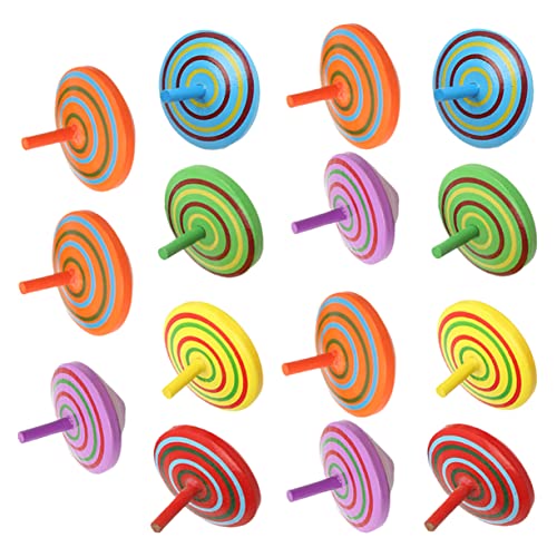 KICHOUSE 15pcs Wooden Gyro Toys for Boys and Girls Educational Plaything Fast Rotation for Hand-Eye Coordination Random