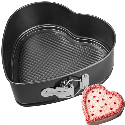 Kamehame Springform Herz Kuchenform Herzform Backform 26 cm Herzbackform Antihaftbeschichtet Kuchen Form Schwarz, 1 Stück