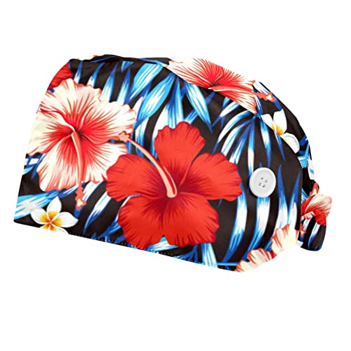 Chapeaux bouffants JDEZ : lot de 2 casquettes de travail fleuries et ajustables