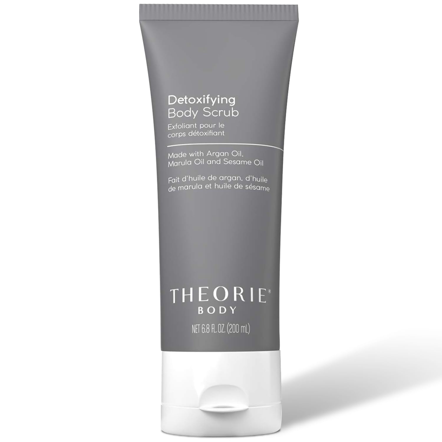 Theorie Charcoal Bamboo Body Scrub - Exfoliation with Micro Particles Gently Reveal Glowing Skin, Jojoba, Sweet Almond Oil, and Sesame Oil Restore Moisture, 200 mL