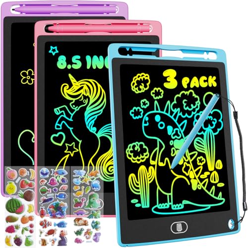 Electight 3 Packs LCD Writing Tablet for Kids 8.5 Inch, Eye-Friendly Drawing Board Set with Lock Screen, 3 Stylus Pens & Eraser Button, Reusable...