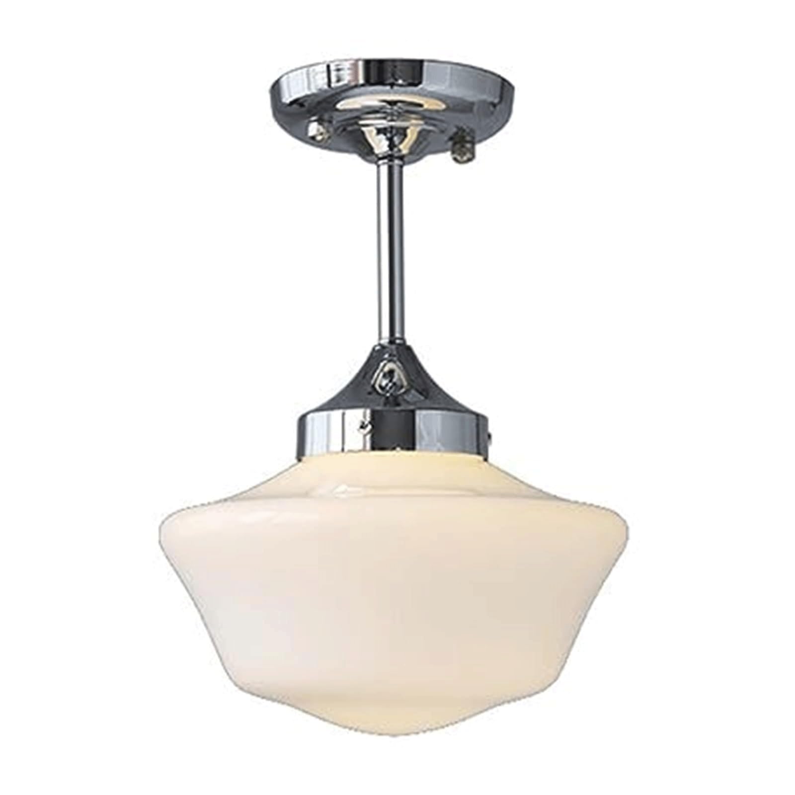 DUddTTW Chrome Ceiling Light Fixture Milk Glass Ceiling Lamp Semi Flush Mount Lighting Kitchen Chandelier Close to Ceiling Light Vintage(Hanging Mount)