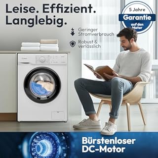 Bomann® Waschmaschine 6kg | max. 1000 U/Min. | 5 Jahre Motor-Garantie | bürstenloser DC-Motor: effizient, leise und langlebig | Temperatur bis zu 90°C | 16 Programme | Washing Machine | WA 7161
