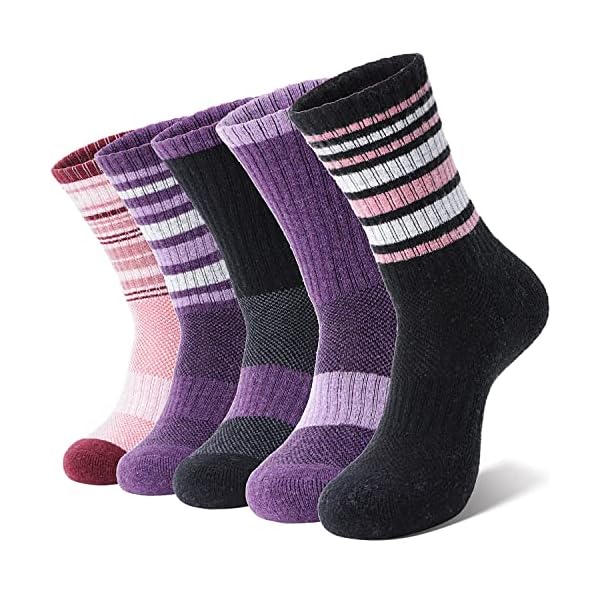 Anlisim Merino Wool Hiking Socks for Women Thermal Winter Warm Boot Work Cushion Socks 5 Pairs