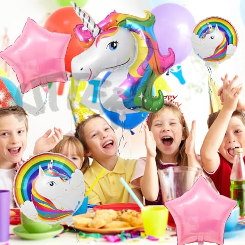 Image of KITTER Unicorn Foil Balloon 5 Pcs Set | Metallic Unicorn Theme Birthday Decoration Items for Girls Boys Kids