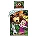 Produktbild Halantex Mascha und der Bär Wende-Bettwäsche-Set 2-teilig 100% Baumwolle Bettbezug 140x200 Kissenbezug 70x90 Kinder-Bettwäsche Bettwaren Masha and The Bear