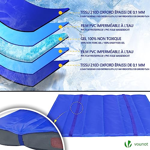 VOUNOT Orthopädisches Hundebett mit Abnehmbarer Kühlmatte, 2 in 1 Hundekissen Kleine Hunde, Waschbare Hundematte, Grau 76x51x9 cm