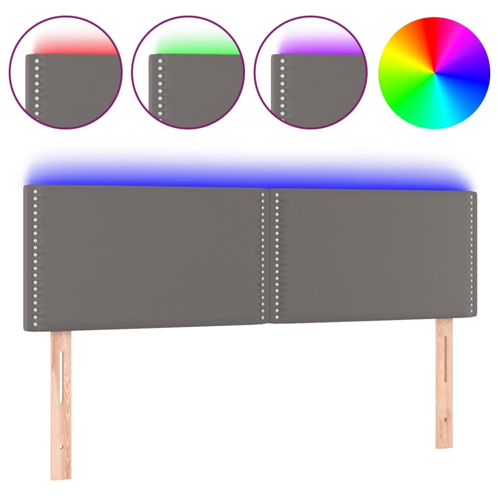 Tête De Lit LED Noir Similicuir 144x5x78/88 Cm - Style Moderne Réglable Avec Bande Lumineuse