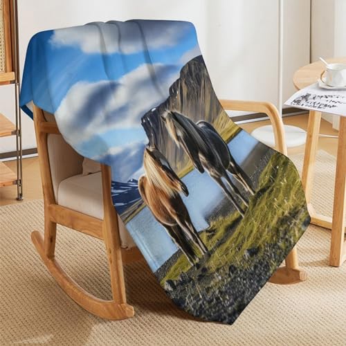 Plaid cheval en flanelle chaude lavable en machine pour éliminer le froid