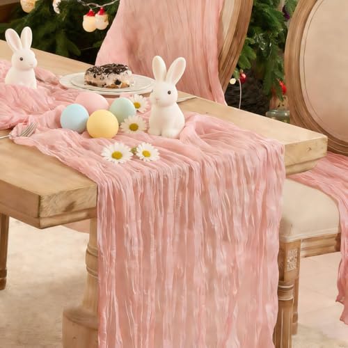 6 Pack Dusty Pink Easter St.Patrick's Table Runner Cheesecloth120 Inch