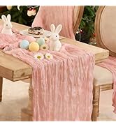 6 Pack Dusty Pink Easter St.Patrick's Table Runner Cheesecloth120 Inch Boho Rustic Gauze 10 FT Ch...