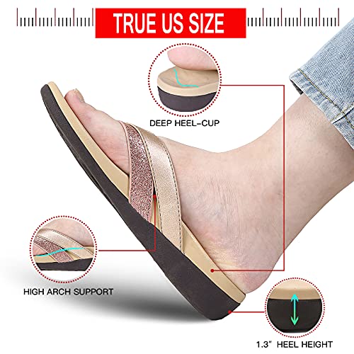 Image of Sounity Soft Arch Support Comfortable Sandals for Womens, Best Summer Dress Flip Flops with Cushion Memory Foam, Outdoor Walking Slippers for Plantar Fasciitis