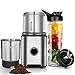 Produktbild Anpro Kaffeemühle, elektrische Gewürz - Kaffeemühle mit 2 abnehmbare Edelstahlbehälter + Saftschale 600ml, 100g Fassungsvermögen für Kaffeebohnen Nüsse Gewürze Getreide Kräuter Müsli