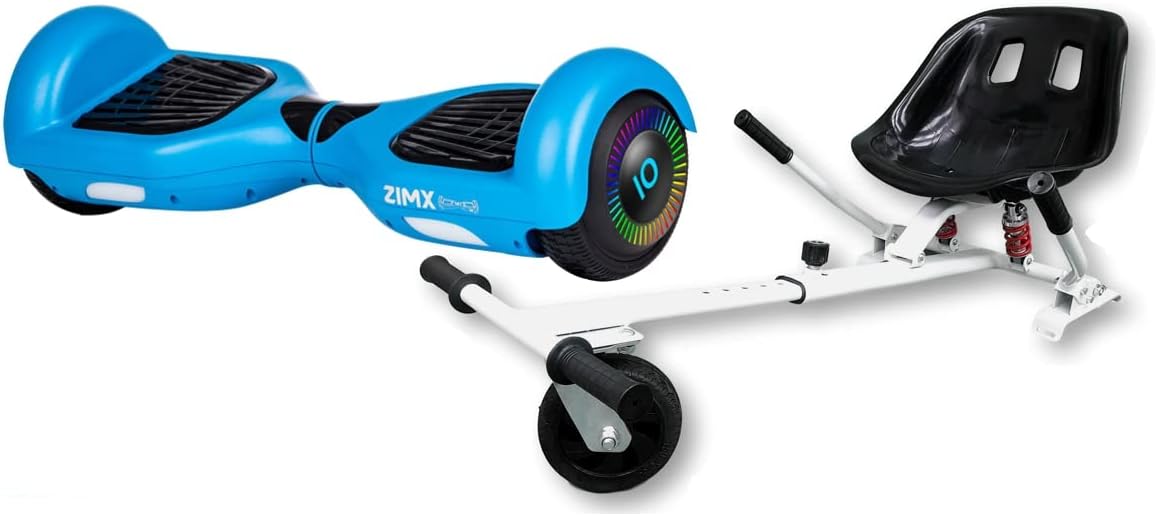 BLUE - ZIMX HOVERBOARD SWEGWAY SEGWAY WITH LED WHEELS UL2272 CERTIFIED + HOVERKART HK5 WHITE