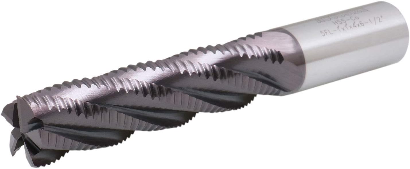 Accusize Industrial Tools Standard Tooth M42 8% Cobalt Tialn Roughing End Mill, 1'' by 1'' by 4'' Flt Length, 1102-0114 Accusize Industrial Tools Standard Tooth M42 8% Cobalt Tialn Roughing End Mill, 1'' by 1'' by 4'' Flt Length, 1102-0114