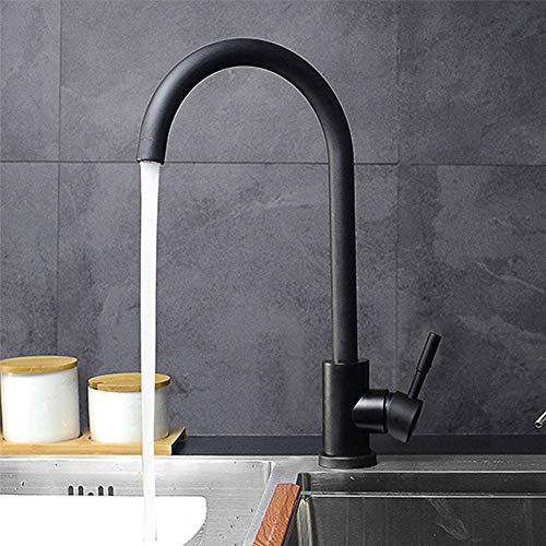 304 grifo de cocina de acero inoxidable mezclador de agua fría mango de un solo manifiesto de fregadero de cocina rotativo sin plomo, blanco (color: blanc)