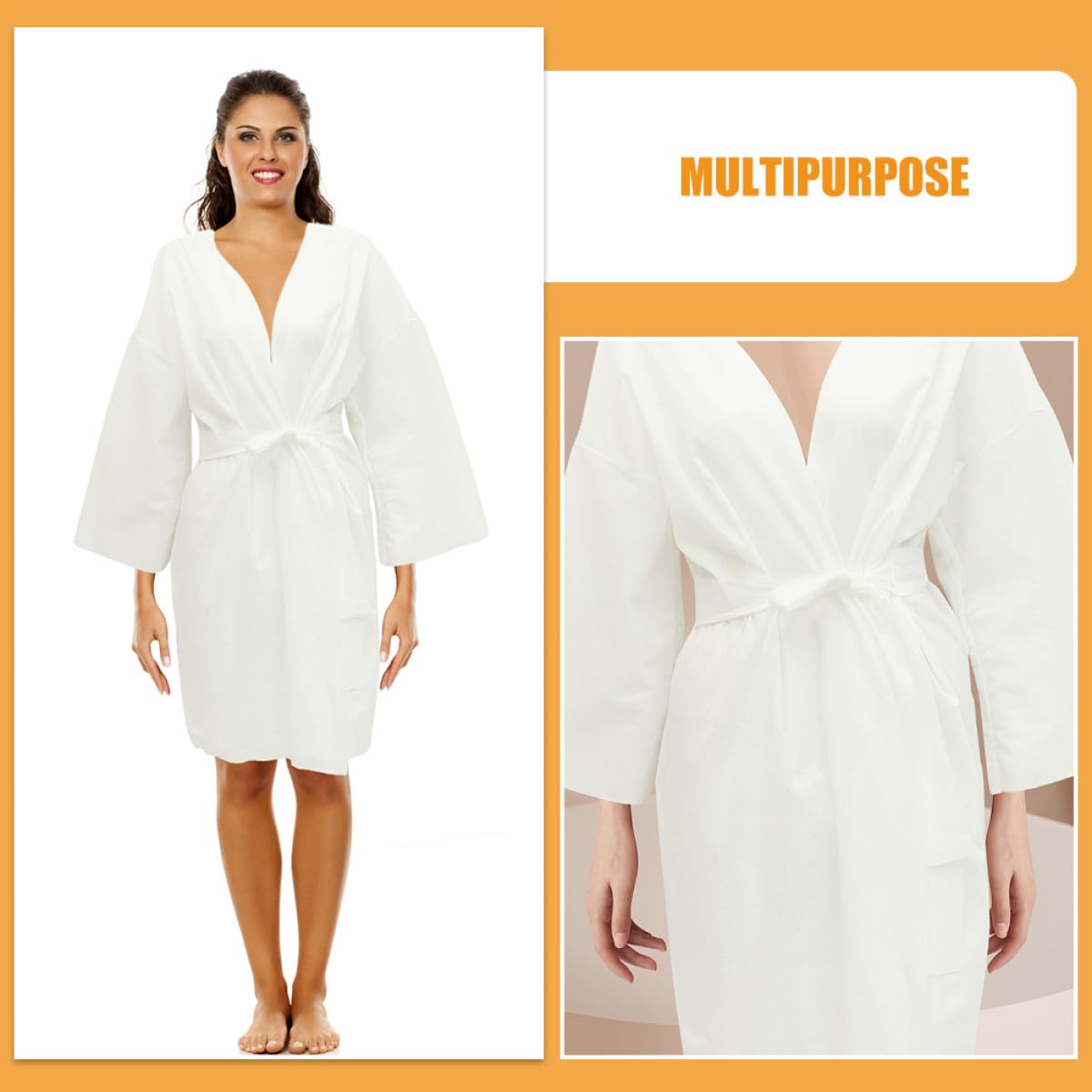 UKCOCO 6 Albornoces Desechables de Algodón para Salón y Spa, Ropa de Baño Cómoda de Color Claro, Paquete de 6 Piezas Adecuado para Belleza y Sauna
