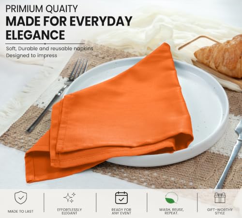 Image of Ruvanti Cloth Napkins Set of 12, Cotton Enrich 18 inchx18 inch - Orange /Fall