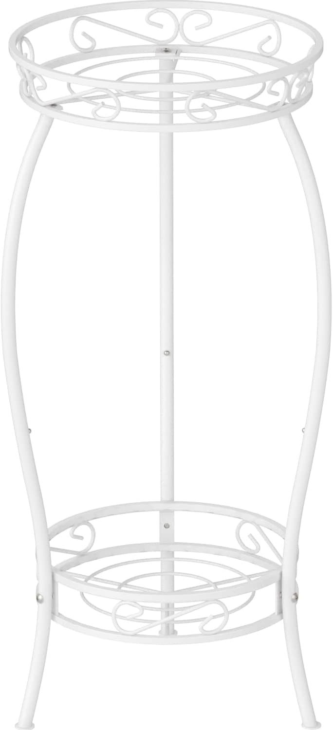 2 Tier Metal Plant Stands for Flower Pot, Tall Plant stand for Outdor Indoor Plant, Plant Pot Holder Plant Table for Garden Patio, 69x32cm, White