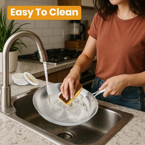 MISL HOME Stainless Steel Frying Pans with Removable Handle – Induction Cookware, Oven Safe – Space Saving Steel Pan for Small Kitchens and Modern Cooks - 3-Ply Frying Pan 28 cm (28cm Pan) - Image 8