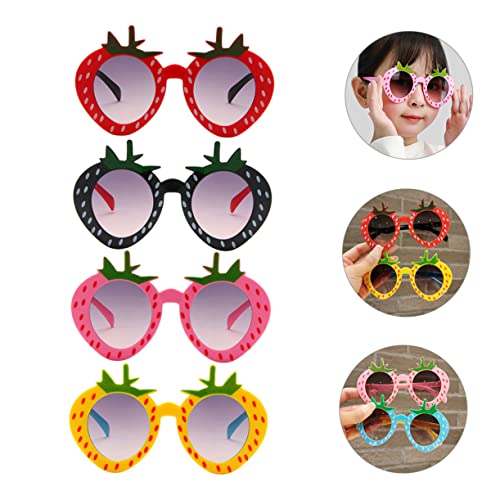 4pcs Boy Girl Creative Strawberry Sunglasses for Beach Parties Fun Eyewear for Boy Girl Cute Cartoon Design Safe and Material for Festivals and Birthday Celebrations2