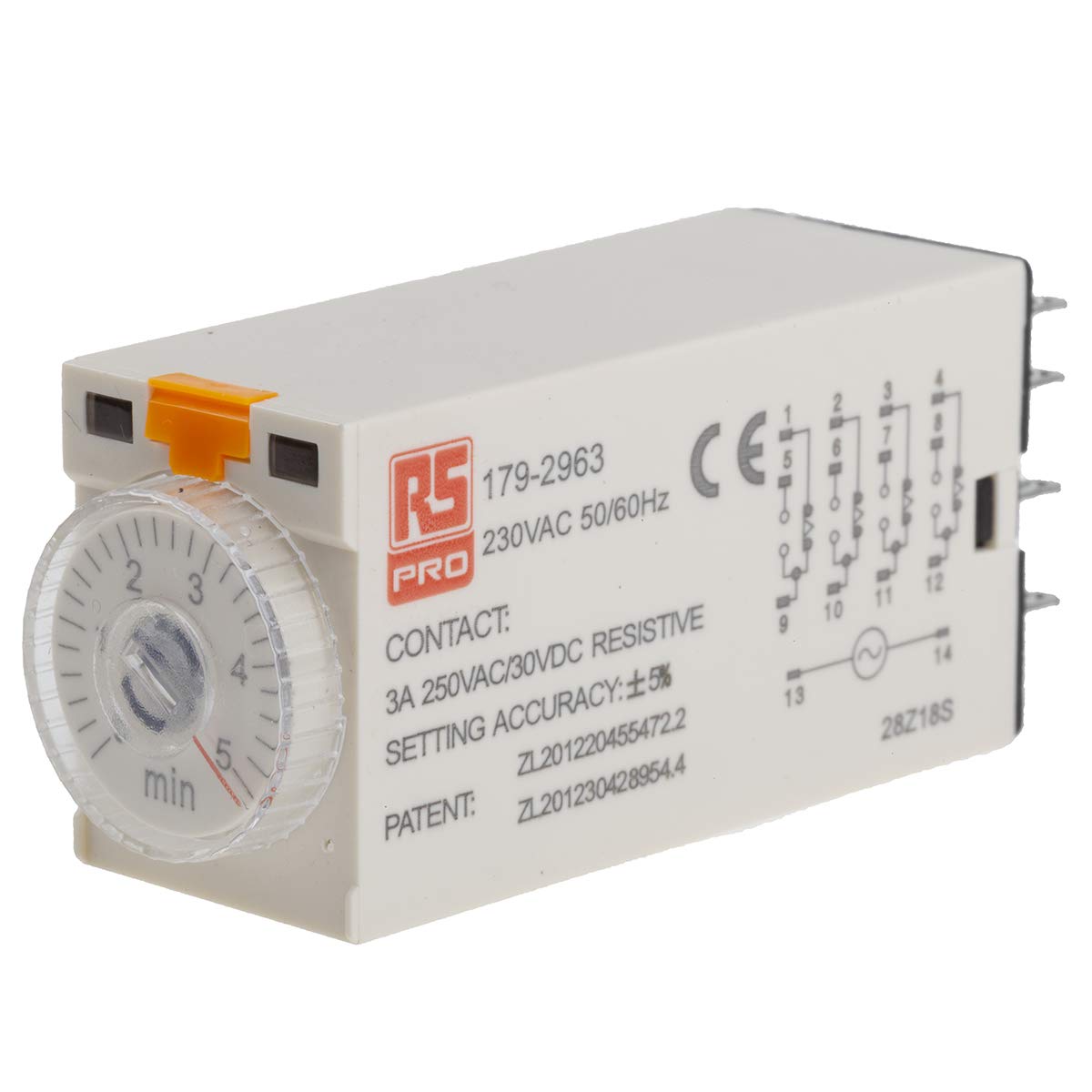RS PRO TKB Zeitrelais 230V ac, 0.2 to 5 min, 4 Kont. 1, 4-poliger Schließer
