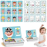Magnetic Puzzles Face Dress Up Travel Game Double Side Preschool Educational Learning Toy for Kids, Magnetic Dress Up Game, Enhances Creativity and Learning for Boys Girls (A)