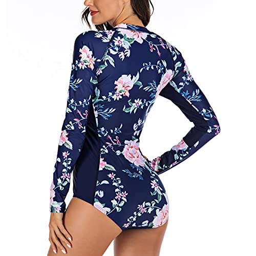 Lu's Chic Women's Rash Guard Zip Wetsuit Long Torso Swimsuit Surf Swimwear One Piece Sleeveless2
