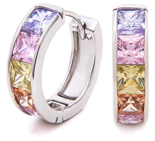 Preisvergleich Produktbild Empire Elements - Damen Creolen vergoldet weißgold Ohrringe mit 5 Zirkonen